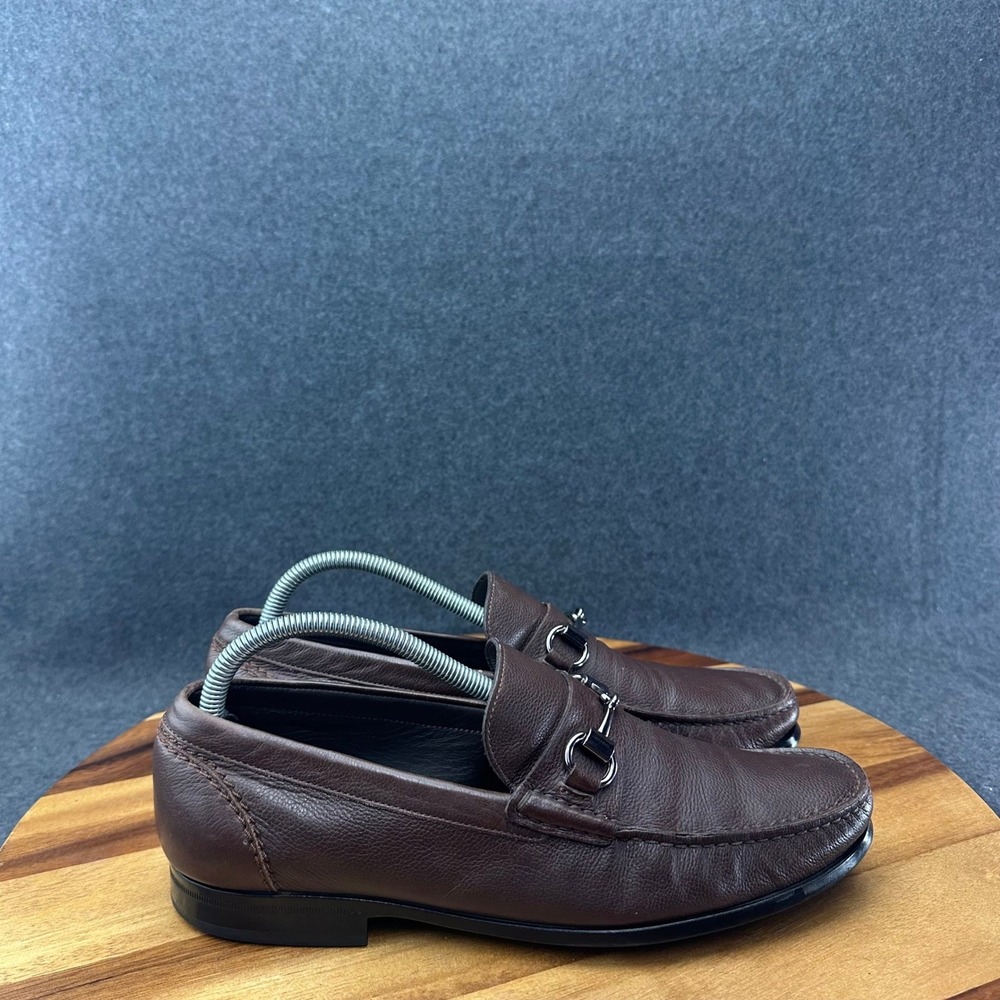 Monte Rosso Mens Brown Pebbled Leather Bit Loafers Made in Italy Size 8